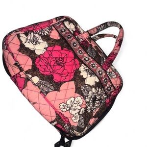 Vera Bradley Pink and Brown Floral Quilted Cosmetic Bag